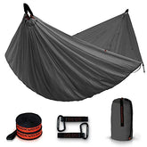 ROCKWORKX camping hammock single setup supports 500 lb for outdoor lounging
