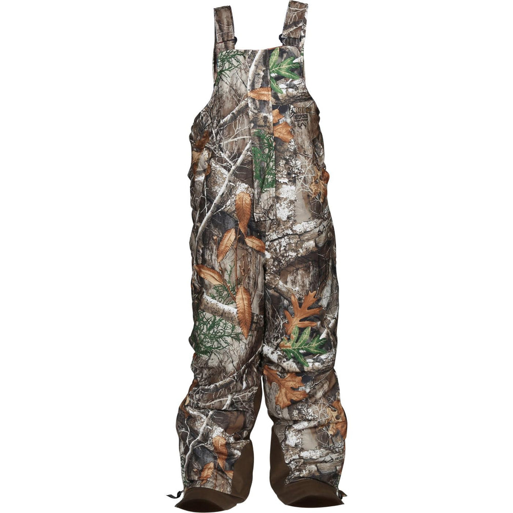 Rocky Junior ProHunter Edge bibs front view showing camouflage and fit for outdoor kids.
