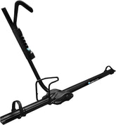 RockyMounts Tomahawk upright rack ready to install on crossbars.