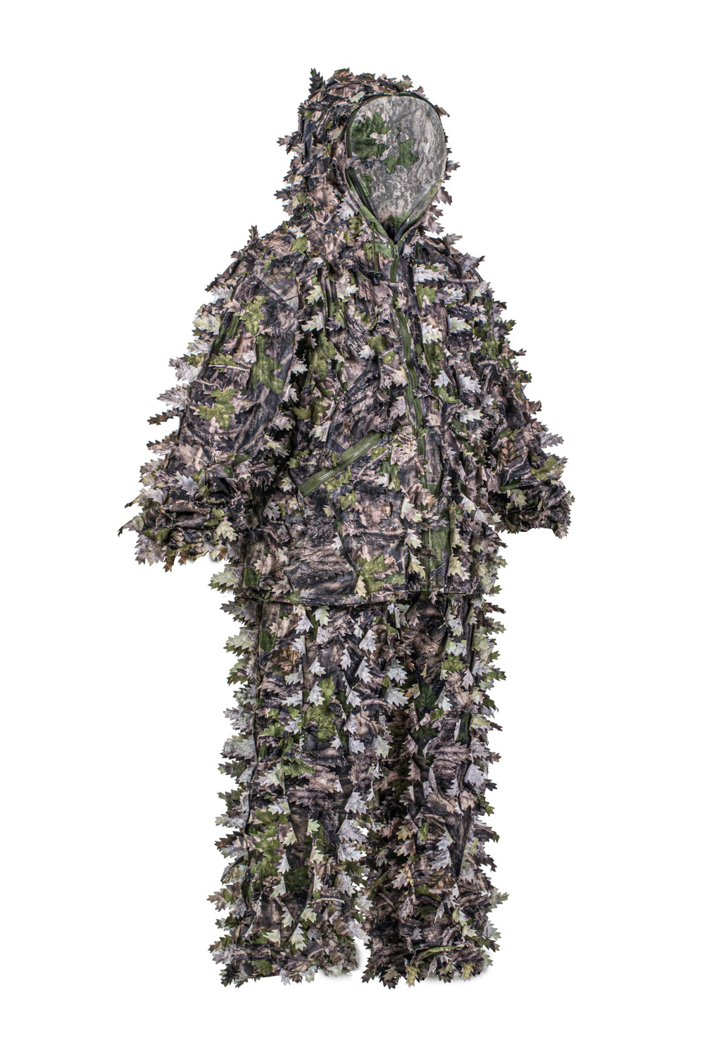 ROCREEK 3D leafy camo suit hooded for low-profile hunting in dense cover.