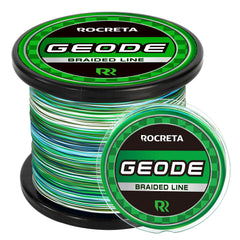 ROCRETA Geode braided line spool camo aqua shows 40lb strength for saltwater and freshwater fishing