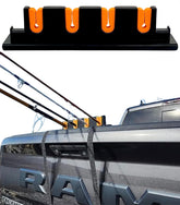 Rod Hauler mounted on a pickup tailgate securing four fishing rods