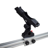 Aluminum rod holder base for 90-degree boat track side-mount