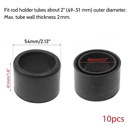 Close-up of black rubber rod holder cap, 2mm wall thickness