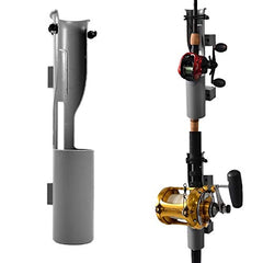 Rod-Runner fishing rod holder mounted on a vehicle rack, gray finish