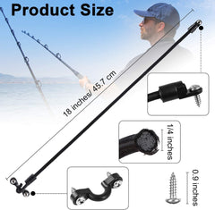 Close-up of a 12 inch rod strap securing a rod on a boat