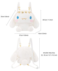 Roffatide White Big Ear Dog Backpack, side view with removable strap.