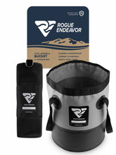 Rogue Endeavor collapsible bucket 3 gallon (15L) in black with mesh bag – front view