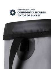 Rogue Endeavor collapsible bucket with lid ready for transport on boat or beach.
