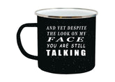 Rogue River Tactical camp mug 16oz enamel finish for durable outdoor use.