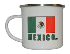 Rogue River Tactical Mexico Camp Mug front view with flag, ideal outdoor coffee companion
