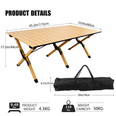 rollingsurfer folding camping table in use at the beach for dining and drinks