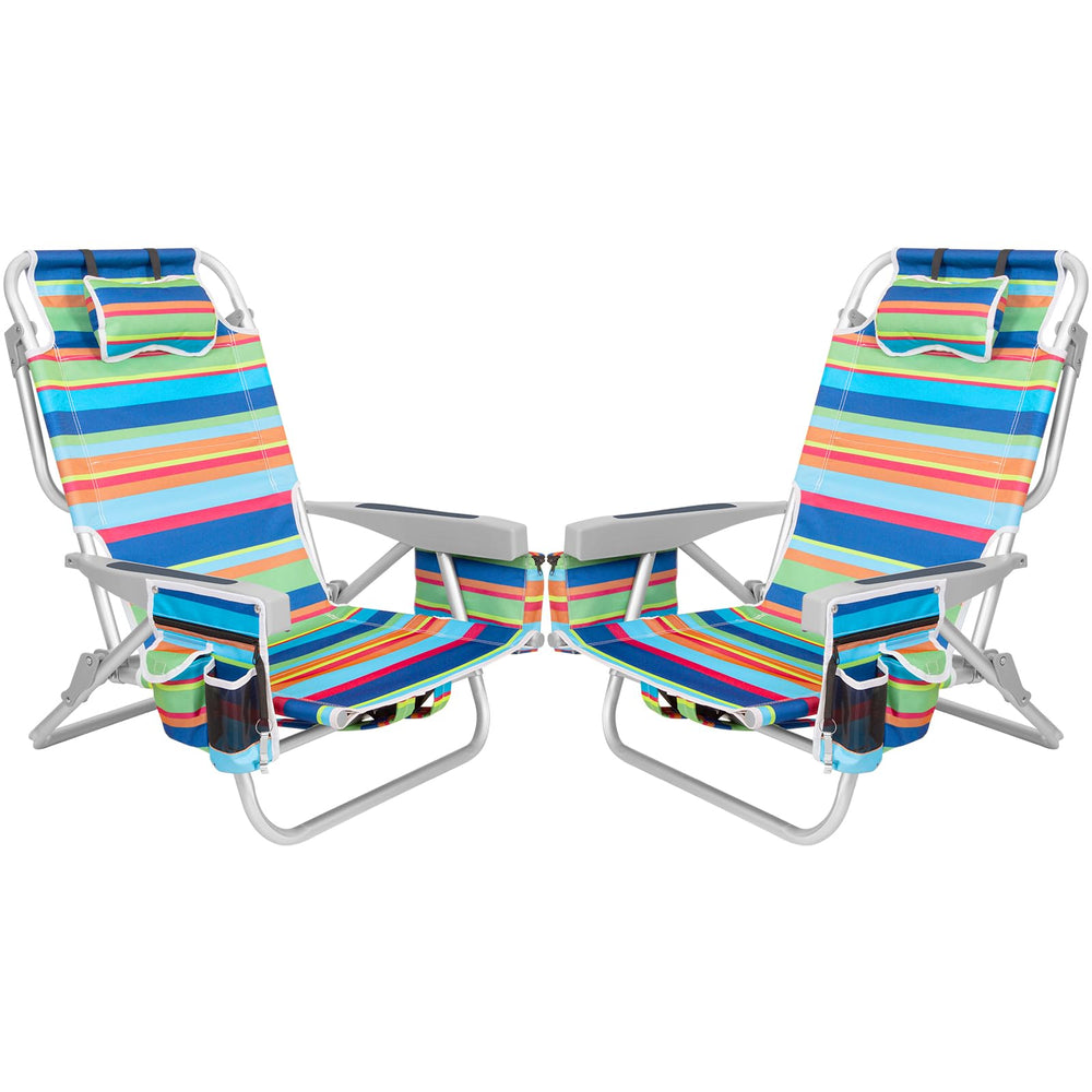 Romswi 2Pack aluminum 5-position lay-flat beach chairs for flexible outdoor lounging