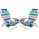 Romswi 2Pack aluminum 5-position lay-flat beach chairs for flexible outdoor lounging