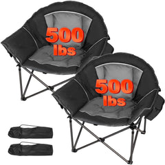 Romswi oversized XL padded camping chair with side pocket for organized outdoor seating