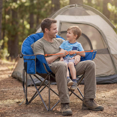 Romswi chair in blue-gray showing side pocket for quick-access essentials.