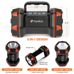RopeLux LED camping lantern side floodlight for campsite illumination
