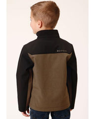 ROPER Boys' Pieced Softshell Jacket side pockets offer convenient storage on school runs.