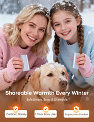 RORRY hand warmers magnetic design illustrates dual-use options for shared or individual warmth.