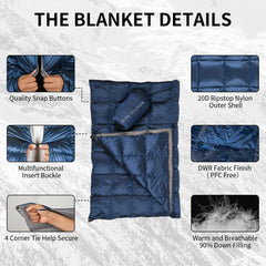 ROSE FEATHER windproof buckle keeps the blanket snug against chilly gusts.