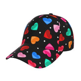 ROSIHODE Red Hearts Cap front view with adjustable snapback for all-day comfort.