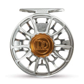 Ross Reels Animas fly reel — front view with platinum finish