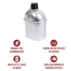 Rothco canteen with secure screw-on cap; ideal survival and camping hydration