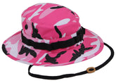 Rothco Boonie Hat in pink camo offers sun protection and quick sweat absorption.