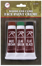 Rothco camouflage face paint in flat black for quick field concealment and patterning.