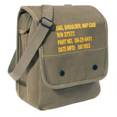 Rothco canvas map case shoulder bag with military stencil for rugged outdoor organization.