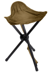 Rothco collapsible stool in coyote brown, portable seating for camping, hiking, and fishing.