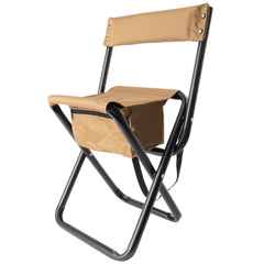 Rothco Deluxe folding stool with back and pouch, portable seating for outdoor events.