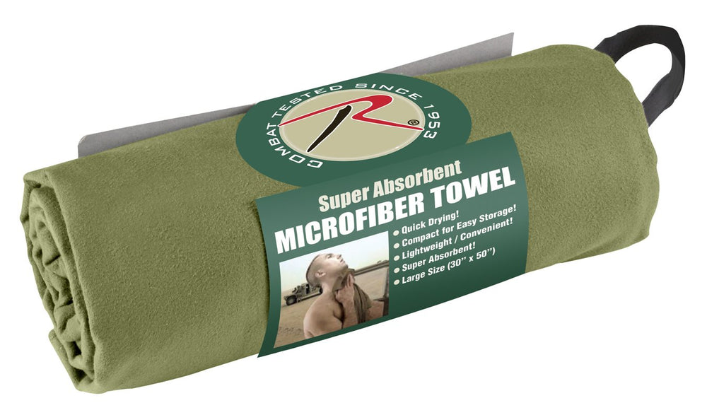 Rothco microfiber towel fast-drying in olive drab for outdoor use