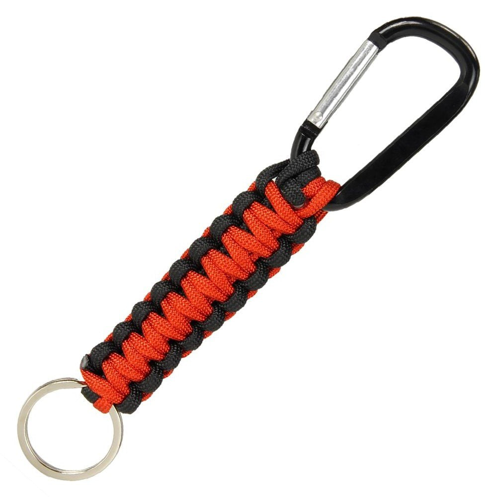 Rothco paracord keychain with red and black carabiner, ideal for everyday carry and quick access