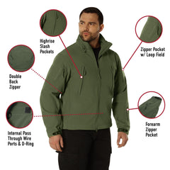 Rothco Special Ops Soft Shell Jacket back view emphasizes full-coverage protection in rain and wind