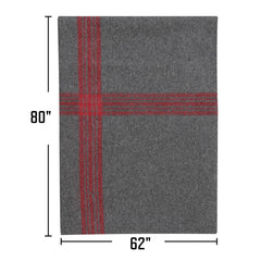 Rothco striped outdoor wool blanket in camping scene providing warm comfort.