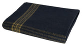 Rothco striped outdoor wool blanket folded for travel, offering reliable warmth on camping nights.