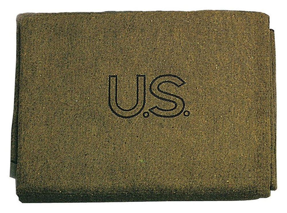 Rothco U.S. Wool Blanket full view highlighting authentic U.S. stamp and warm texture.
