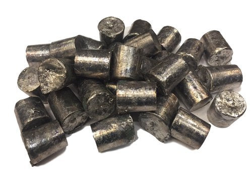 Roto Metals pure 99.9% lead nuggets ready for melting and casting.