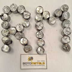 Roto Metals virgin lead nuggets for precise melting and casting.