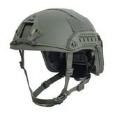 ROUASD tactical helmet front view with army green shell and matte finish for outdoor protection