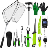 RoundFunny 10-Piece Fishing Tool Kit – overall view (Green)