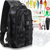 RoundFunny 85-pcs fishing backpack with tackle boxes offers organized storage for a day on the water.