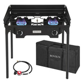 ROVSUN 2-burner outdoor stove with windpanel for windy cookouts