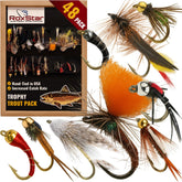 RoxStar Trophy Trout Flies 48-pack assortment laid out for display
