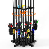 Roylvan 360-degree rotating fishing rod holder mounted in a garage
