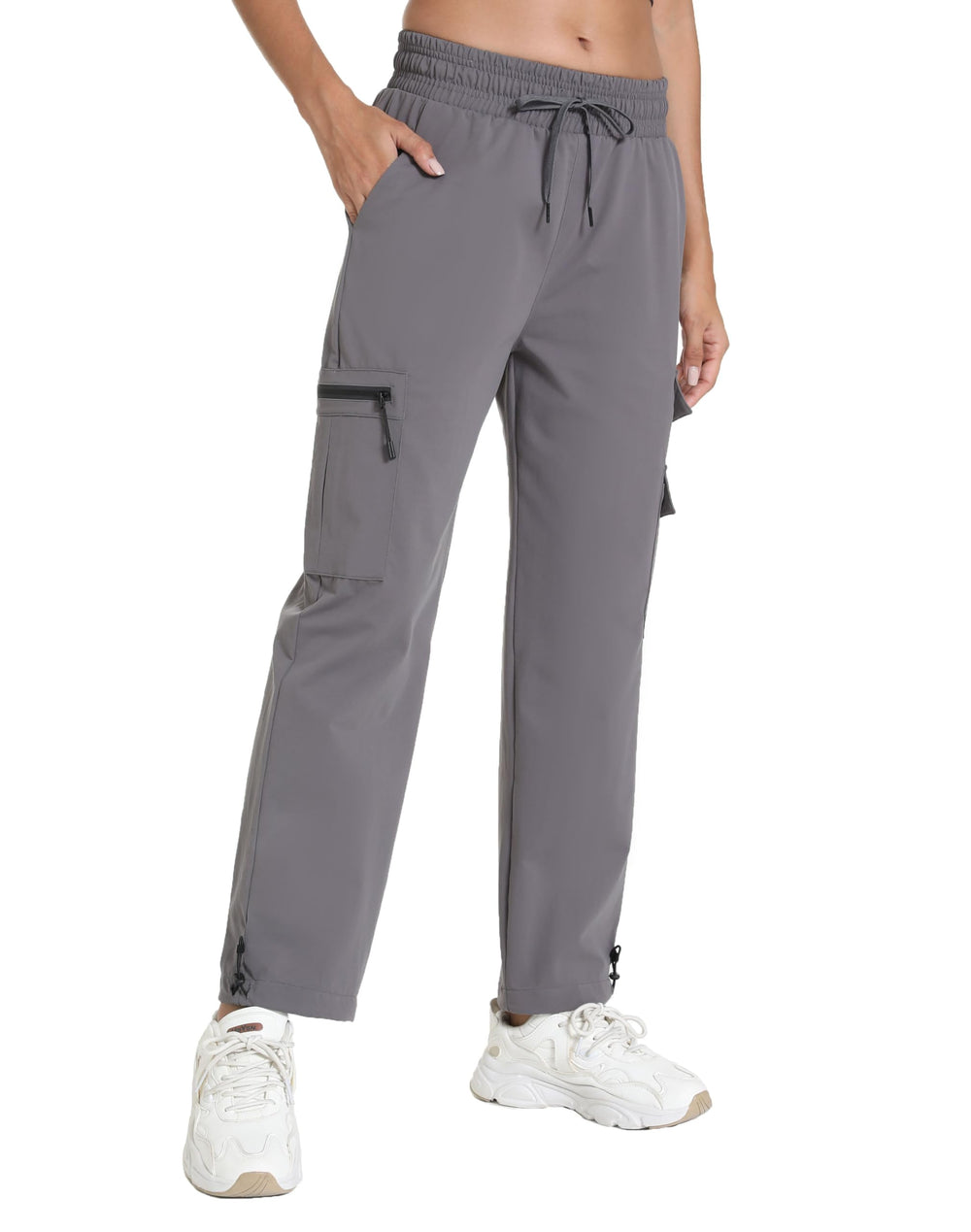 Rrosseyz women's hiking pants charcoal grey front view showing quick-dry fabric for comfort.