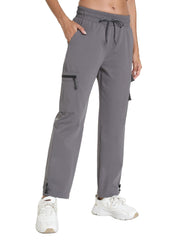 Rrosseyz women's hiking pants charcoal grey front view showing quick-dry fabric for comfort.