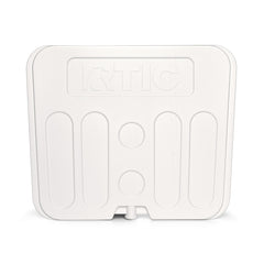 RTIC 45 QT freezable divider inside cooler keeps groceries organized for outdoor trips.