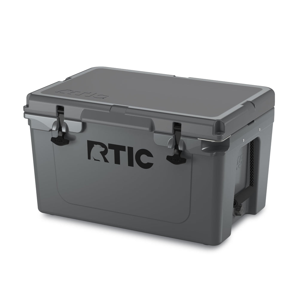 RTIC 45QT Ultra-Tough cooler with open lid highlights rugged durability for extreme trips